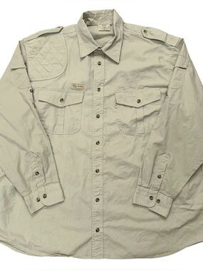 Tag Safari Shooter Shirt Mens XL Long Sleeve Shooting Patch Pockets Beige
